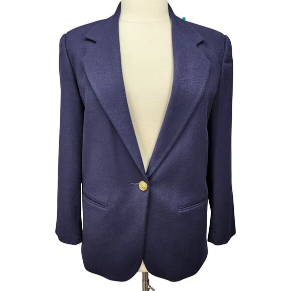Sag Harbor Vintage Blazer 10 Blue 100% Wool Suit Jacket Workwear Career Classic - Picture 2 of 14